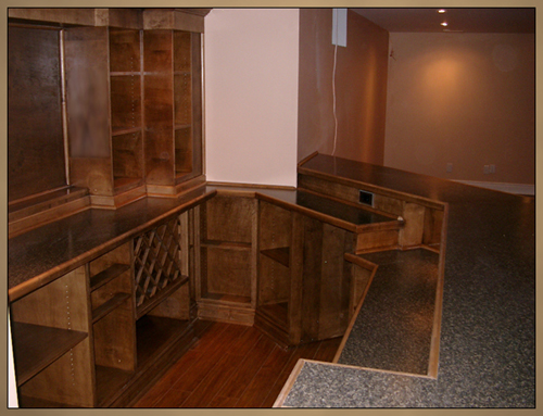 Custom Maple Basement Bar Cabinets