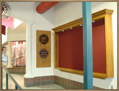 Second of two Hanging Wood Display Cases for Whitby Sports Hall of Fame