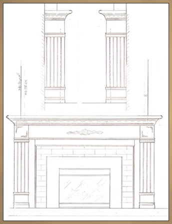 Sketch of new fireplace mantel design