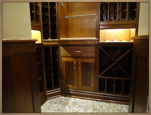 Fine Woodworking - Lower view of Custom Wine Cellar Cabinets